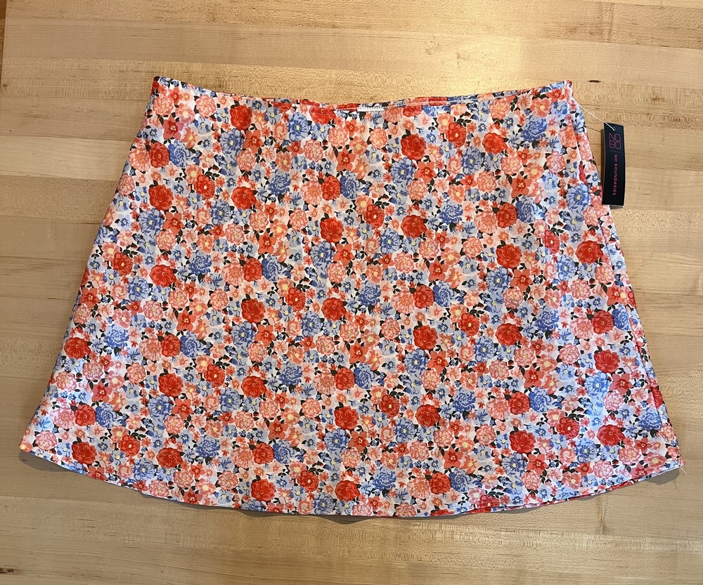No Boundaries Skirt Womens XL Floral Blue Red High Rise Mini A Line Summer NWT